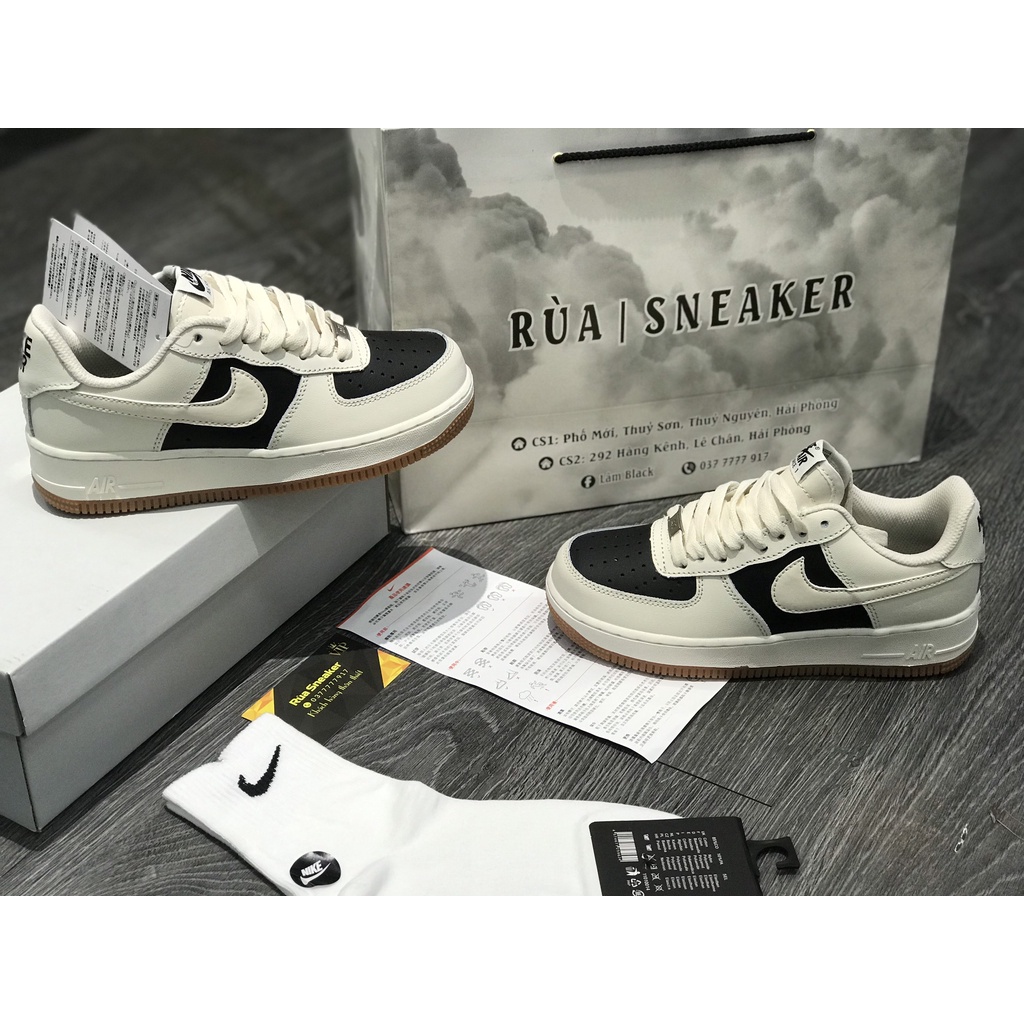 Siêu Phẩm Giày Thể Thảo Sneaker AF1 Kem Đen Đế Nâu Cao Cấp Ảnh Thật + freeship + Tặng Tất