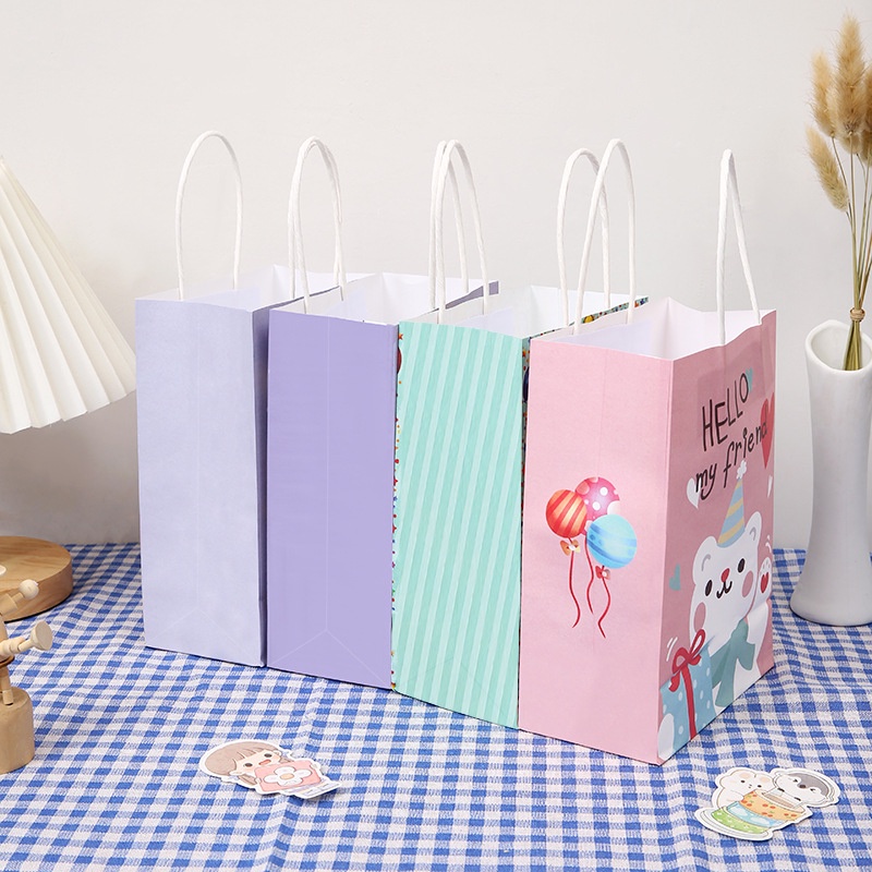 Túi Giấy Kraft Đựng Quà Tặng Sinh Nhật Có Quai Xách Hình Nhân Vật Hoạt Hình Siêu Dễ Thương Nhiều Kích Cỡ