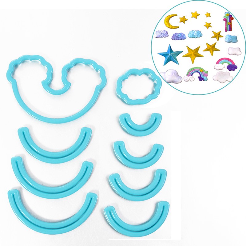 Set 9 Khuôn Cắt Tạo Hình Đám Mây Cầu Vồng Dùng Trang Trí Bánh