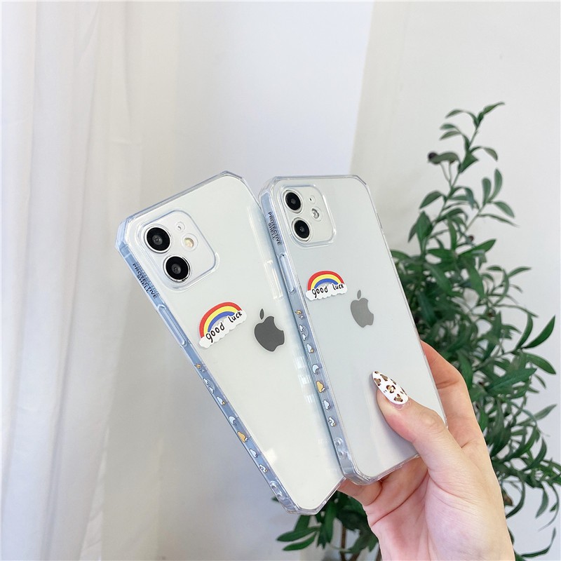 Ốp lưng iphone trong cạnh hình vuông rainbow 6plus/6s/6splus/7/7plus/8/8plus/x/xr/xs/11/12/pro/max/promax-Awifi A2-17 | BigBuy360 - bigbuy360.vn