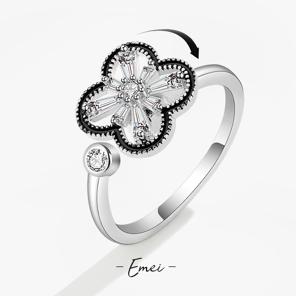 Nhẫn Xoay Cỏ Bốn Lá Phong Cách Hàn Quốc Đơn Giản Hợp Thời Trang Cho Nữ