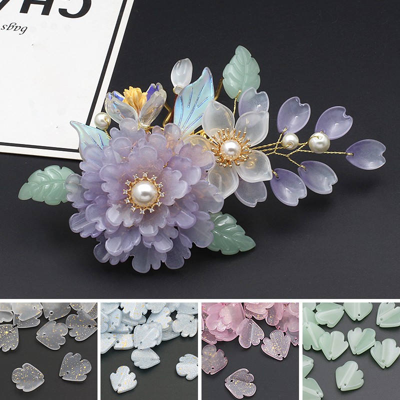 5 cánh hoa mẫu đơn thủy tinh 18mm nguyên liệu làm trâm, làm trang sức