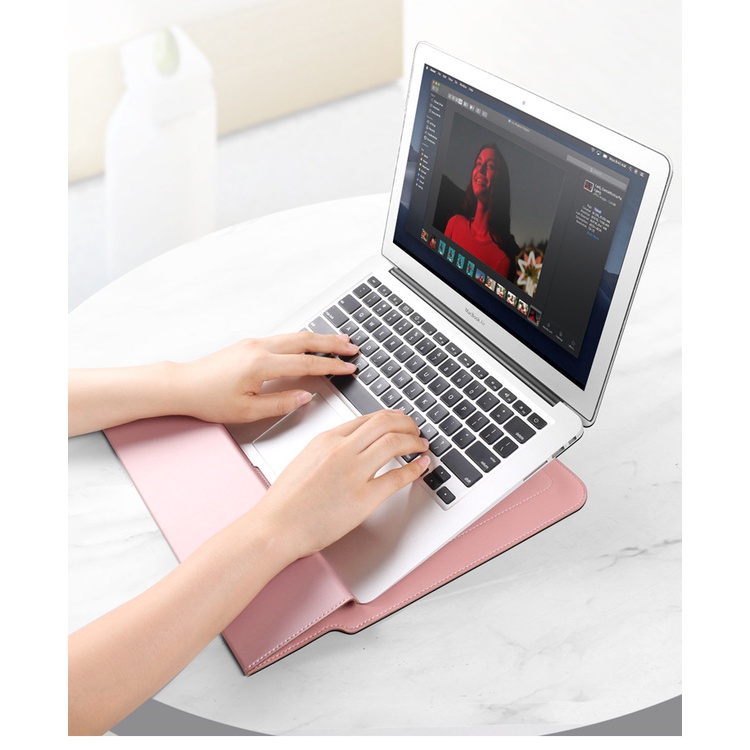 [3 tính năng] Bao da laptop , Macbook Air/Pro 11/12/13.3/14/15/15,6 inch kiêm kê tản nhiệt, kê tay, bàn di chuột.