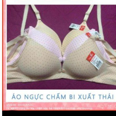 Combo 2 áo ngực bầu và cho bé bú cài cúc ngang chấm bi Hàng loại 1 - nâng ngực chống chảy xệ, thoáng mát