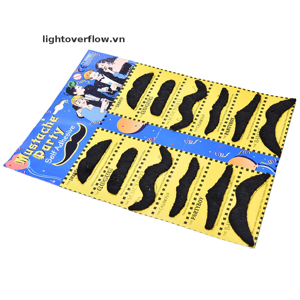 Bộ 12 Ria Mép Giả Màu Đen Vui Nhộn Hóa Trang Tiệc Halloween Cho Nam