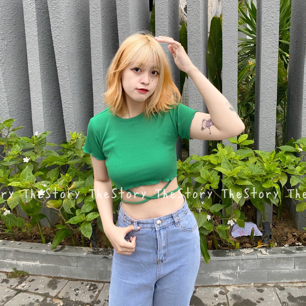 [STR] [ẢNH THẬT SHOP CHỤP] Áo croptop đan dây bụng A2477