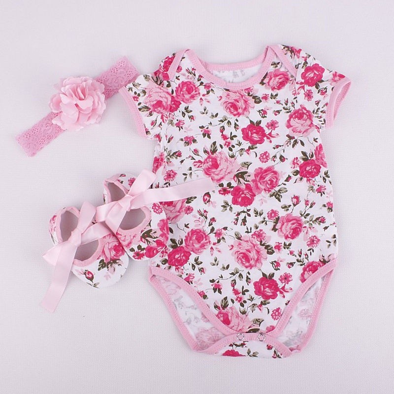 ღ♛ღInfant Baby Girls Romper+Headband+Shoes Outfit