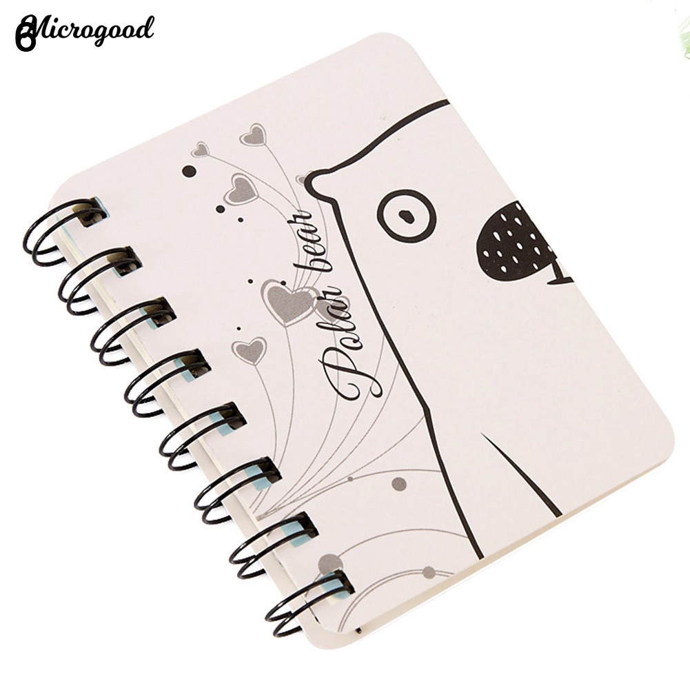 💯80Sheets Mini Cartoon Animal Spiral Notebook Coil Book Office School Supply