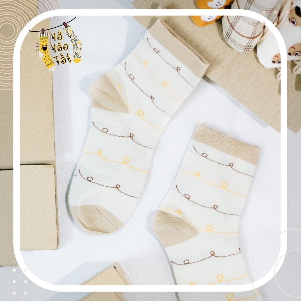 TẤT VỚ NỮ CỔ CAO CÚN NÂU VÀ MÈO CAM