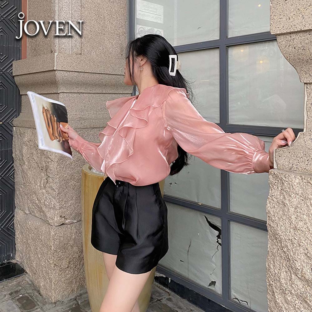 Áo sơ mi organza cổ bèo nhọn Joven