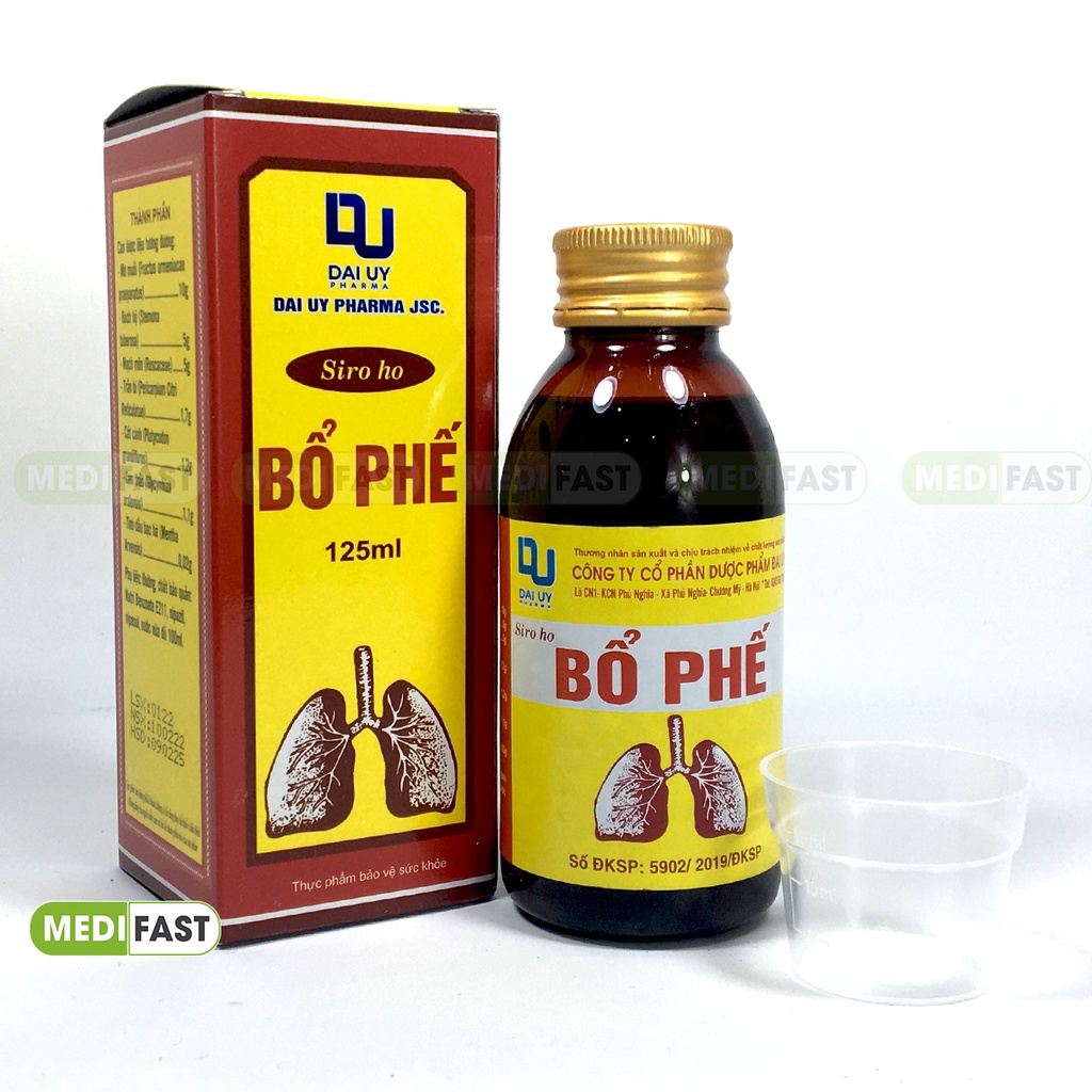 Siro bổ phế đ.y - Giúp bổ phổi, hỗ trợ giảm ho, hết đờm từ thảo dược - chai 125ml từ bạc hà, cam thảo, mơ muối