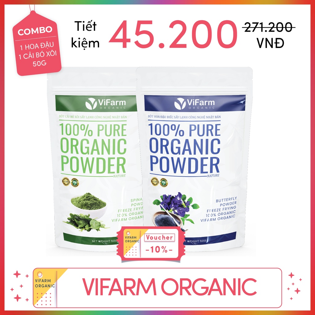 Bột Hoa Đậu Biếc Nguyên Chất 100% ViFarm 50Gram