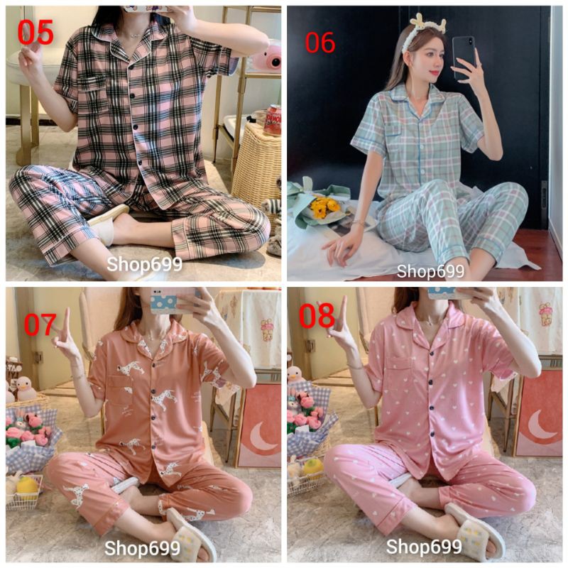 (CÓ SẴN- GIÁ GỐC)BỘ PIJAMA NGẮN TAY QUẦN DÀI PHONG CÁCH HÀN QUỐC (HÀNG QC)