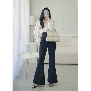 VELLE DESIGN quần ôm ống loe Emma chất cotton gold Hàn quốc dày dặn không nhăn - quần dài 109cm