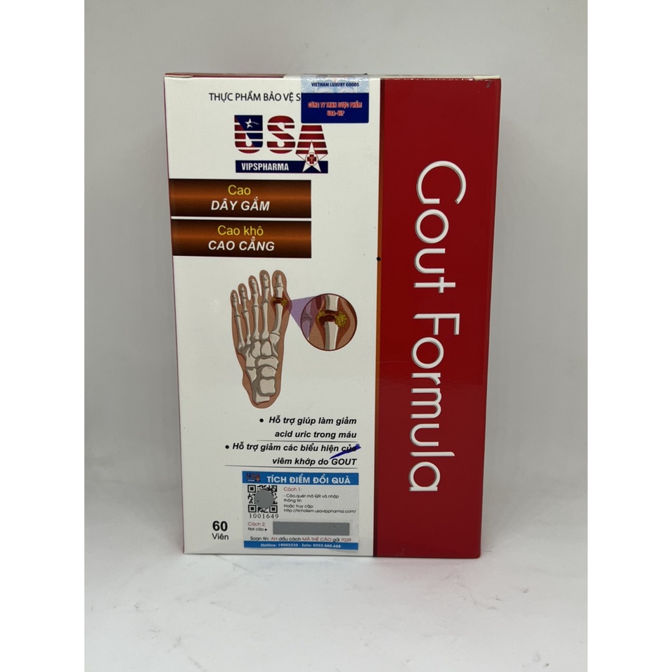Viên Uống Gout Formula Làm Giảm Acid Uric Và Viêm Sưng Do Gout