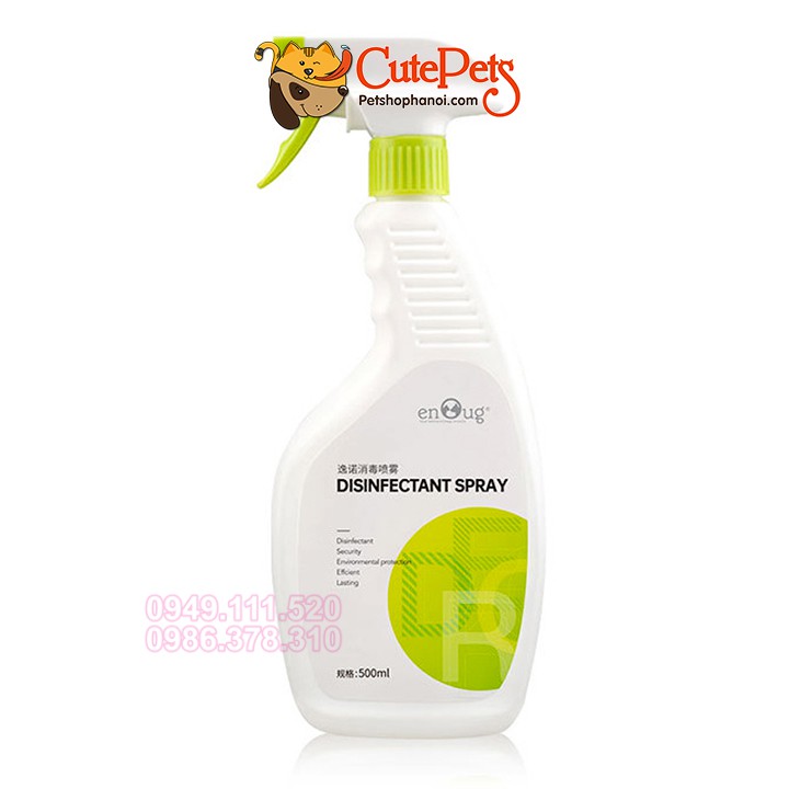 Xịt sát khuẩn chuồng nuôi SOS Enoug Disinfectant Spray 500ml Khử trùng khử mùi lồng, sàn cho chó mèo - CutePets