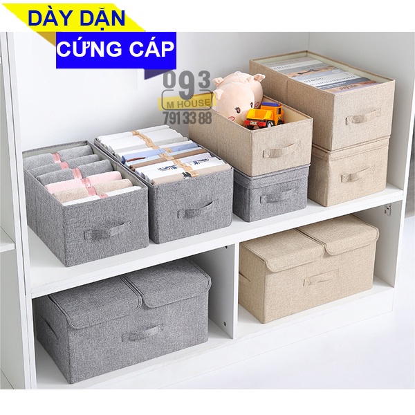 Hộp Đựng Đồ Có Nắp Đậy Chống Bụi, Tủ Vải Đựng Quần Áo Chăn Màn Không Nắp