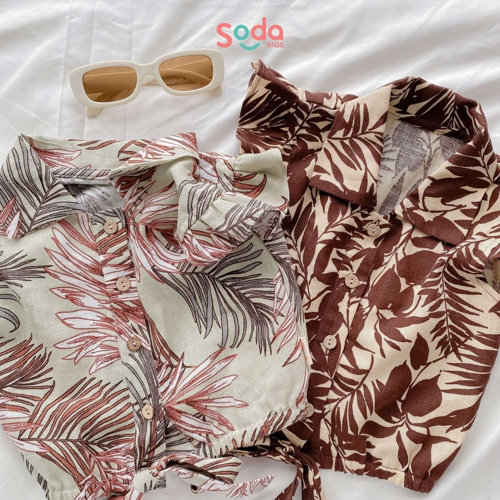 Áo sơ mi bé gái SODA KIDS thiết kế cánh tiên buộc nơ, chất liệu Linen Hàn mềm, nhẹ, mát