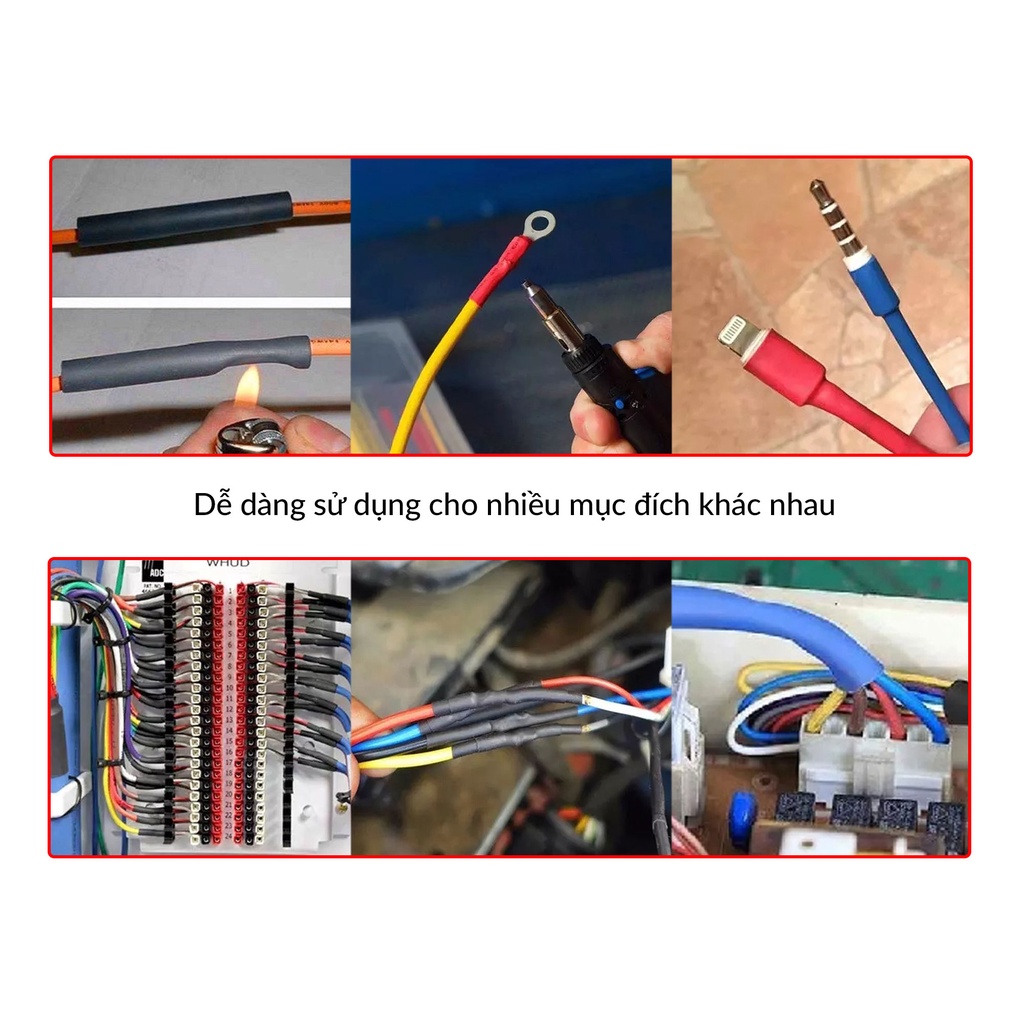 Gói co nhiệt nhiều màu 164 / 328 / 530 cái gia cố cáp sạc điện thoại, nối dây điện