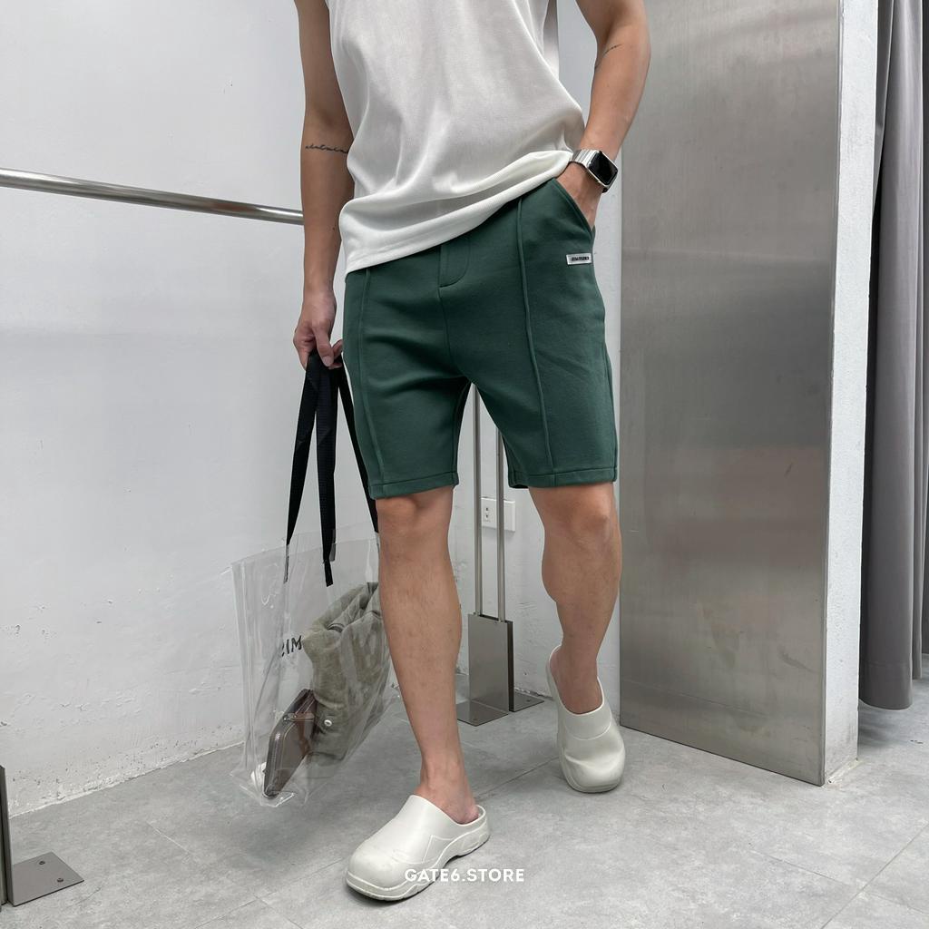 Quần Short Nỉ Nam BT, quần đùi vải mềm dáng trên gối vải cotton co giãn cạp chun phối gân kiểu Hàn - GATE6 - 4955