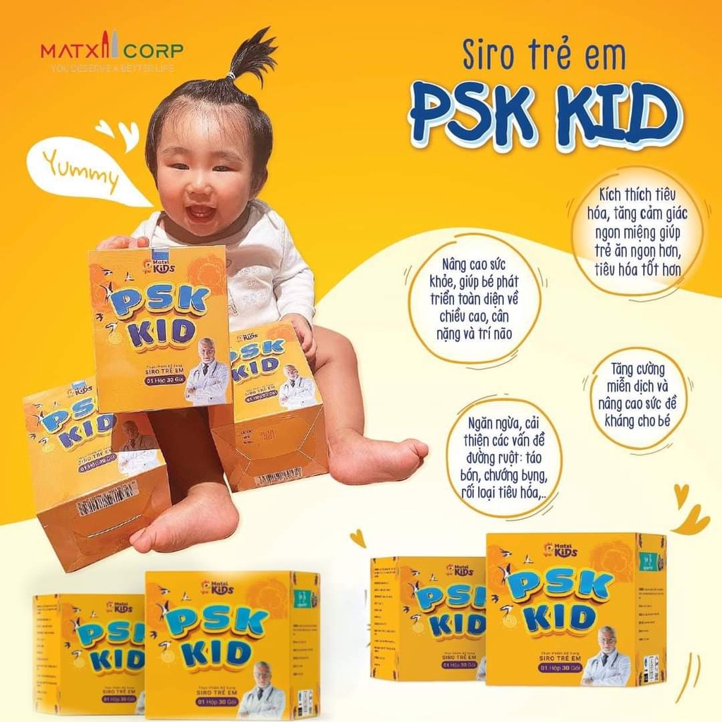 Siro Trẻ Em PSK KID - Giúp Bé Ăn Ngon Và Tăng Sức Đề Kháng Hộp 30 Gói