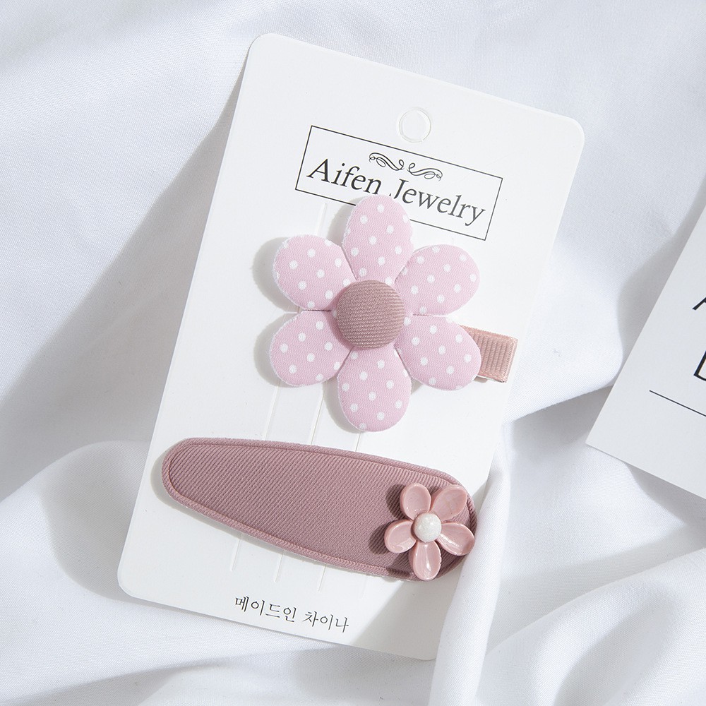 Set 2 Kẹp Tóc Vải Hình Hoa Đơn Giản Phong Cách Hàn Quốc Cho Nữ