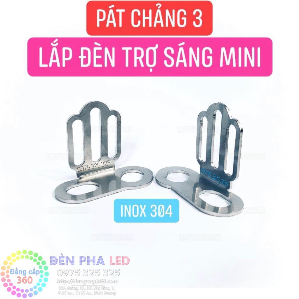 [INOX 304 không gỉ] Pát chảng 3  - Pad chân phuộc lắp đèn trợ sáng gương cầu mini - pat đèn trợ sáng gc mini- pass phuộc