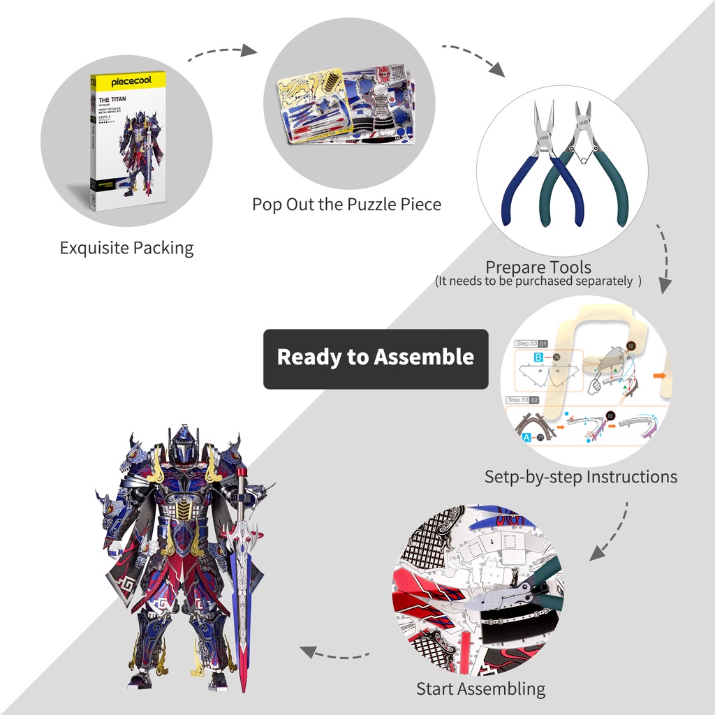 Set đồ chơi lắp ráp PIECECOOL DIY mô hình mecha 3D kim loại dành cho người lớn