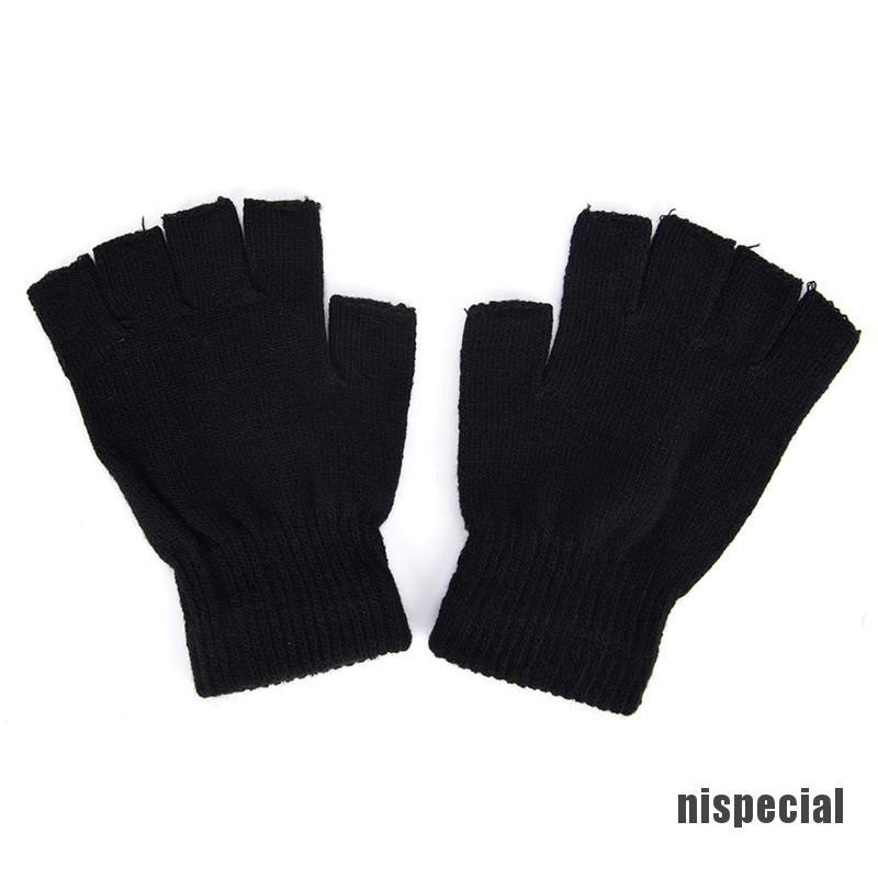 Găng Tay Dệt Kim Co Giãn Màu Đen Thời Trang Mùa Đông Cho Nữ