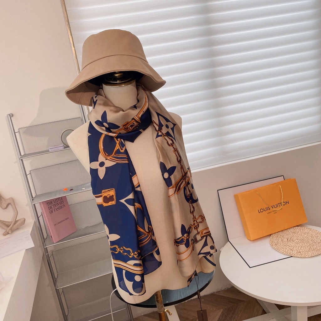 Khăn Choàng Lụa Dáng Dài Chống Nắng In Họa Tiết Cổ Điển Sang Trọng Thời Trang Đi Biển Cho Nữ