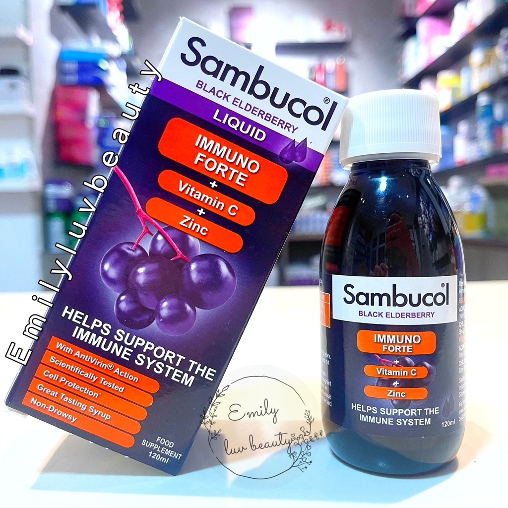 Siro Tăng Sức Đề Kháng Sambucol Imuno Forte Vitamin C ZinC 120ml cho bé từ 3 tuổi trở lên