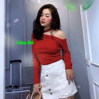 Áo thun nữ tay dài trễ vai xinh xắn, áo kiểu nữ tay dài cổ cách điệu, áo thun nữ tay dài kiều sang chảnh