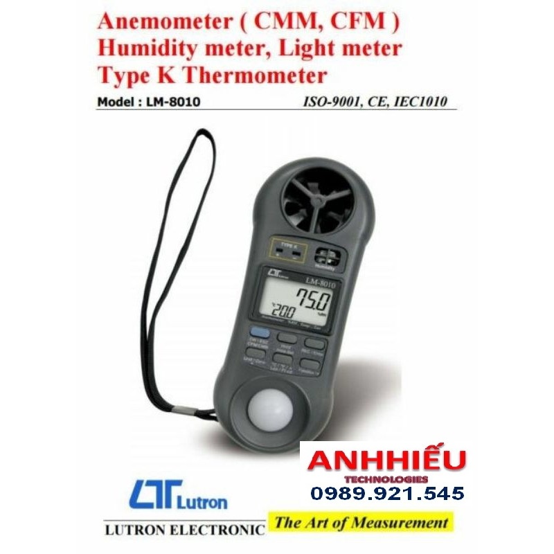 Máy đo nhiệt độ, gió, độ ẩm, ánh sáng Lutron LM-8010