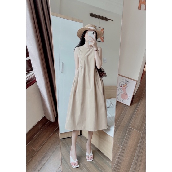 REILA DRESS - Váy dáng suông xếp li sườn REGEN