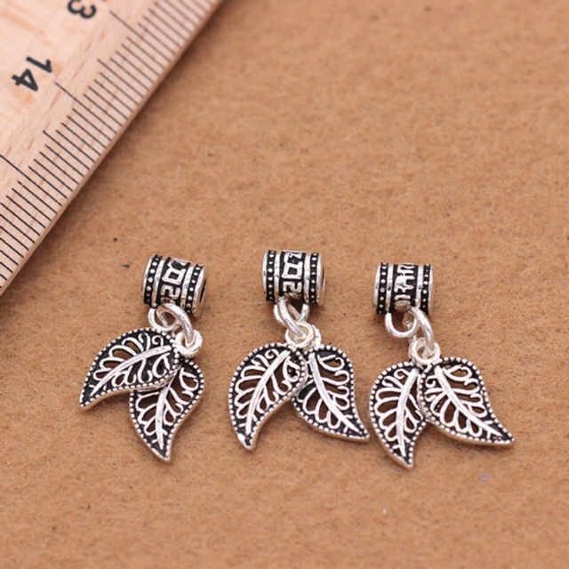 CHUYÊN SỈ  Charm treo lá đôi bạc hàng siêu đẹp - Bạc tốt loại 1, PH166