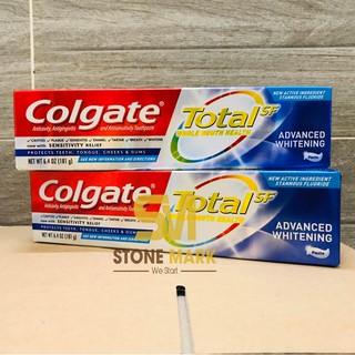 Kem đánh răng colgate total sf advanced whitening mỹ 181g