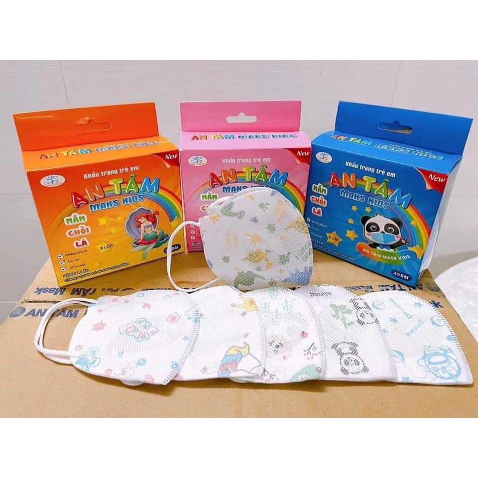 Combo 20- 100c Khẩu Trang 3D Gấu Mầm Chồi Lá chính hãng An Tâm Kids Cho Bé từ 1-5 Tuổi