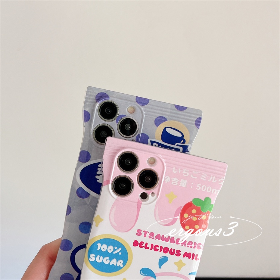 Ốp Điện Thoại Mềm Họa Tiết Sữa Chua / Dâu Tây Màu Kẹo Cho iPhone 14 13 12 11 Pro Max SE2020 X XR Xs Max 7 8 6 6s Plus