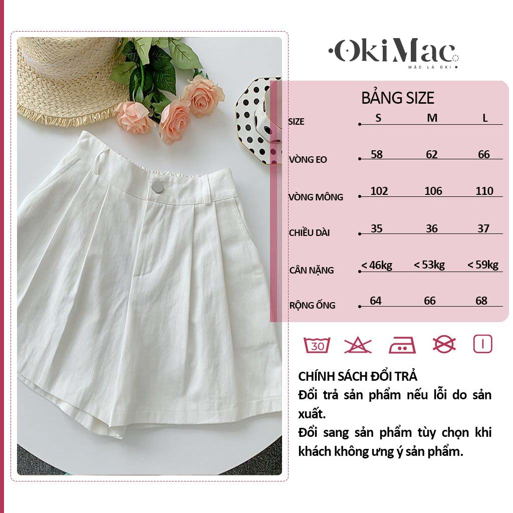 Quần short nữ đũi lưng cao dáng váy xòe dẹp kiểu đùi nữ cạp cao phong cách Ulzzang Hàn Quốc thời trang nữ OKIMAC | BigBuy360 - bigbuy360.vn