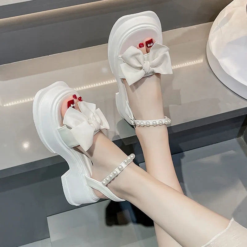 Giày Cao Gót Đế Dày Đính Nơ Chống Trượt Thiết Kế Mới Thời Trang Dành Cho Nữ