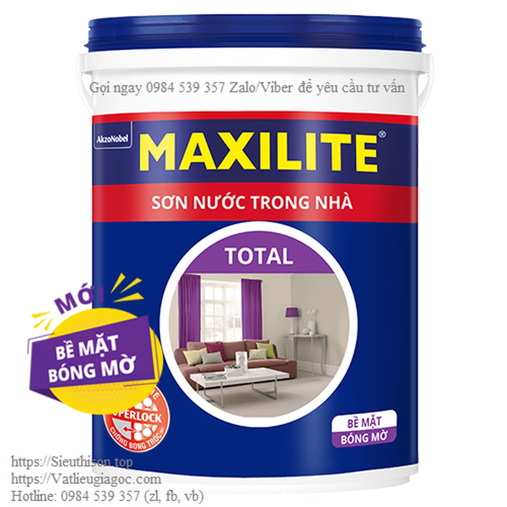 [FREESHIP]+[GIÁ SỈ] Sơn nước trong nhà MAXILITE TOTAL Bề mặt Bóng mờ - 30CB - 5 lít