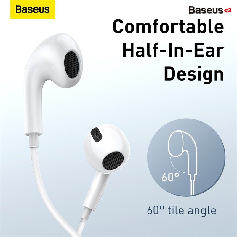 Tai Nghe Nhét Tai Baseus H17 Siêu Chất Jack 3.5mm Cho Điện Thoại Samsung Xiaomi. Âm Thanh Hay, Sống Động, Độ Bền Cao