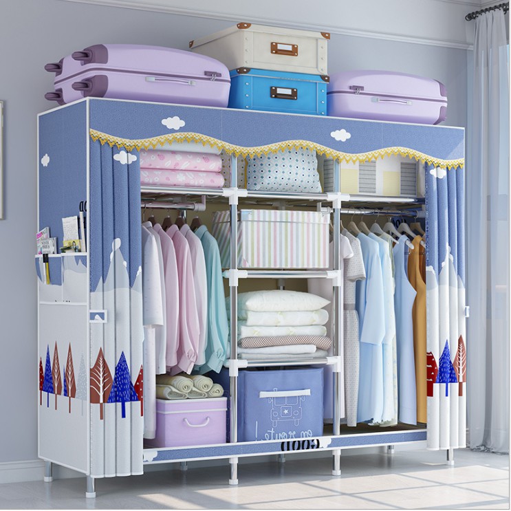 tủ vải 3 buồng đựng quần áo khung thép siêu bền 1m3
