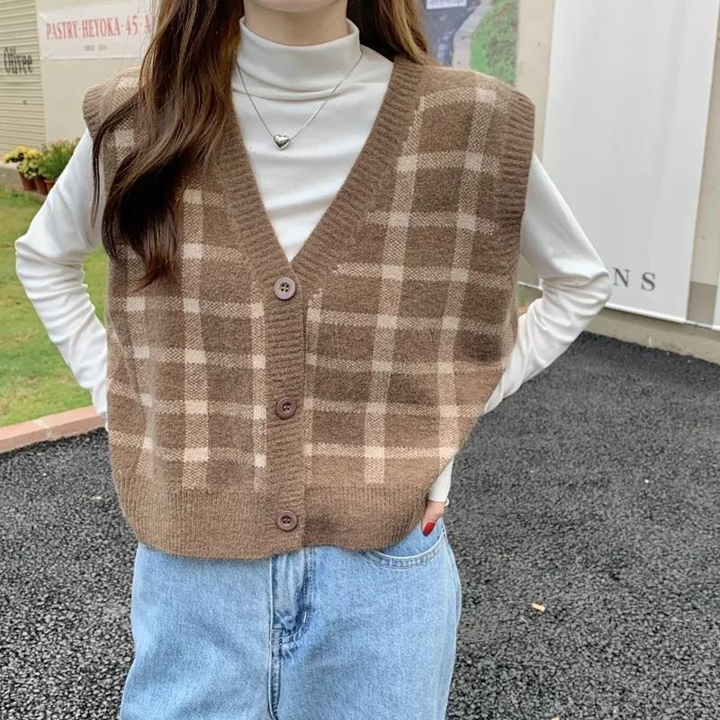 Áo cardigan NZN dệt kim sát nách 4 màu sắc tùy chọn phong cách Hàn Quốc retro thời trang dành cho nữ