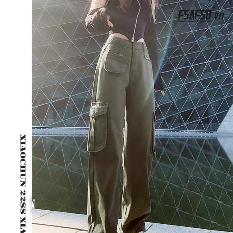 Quần Yếm Jean Ống Rộng Mỏng Phong Cách Retro Mỹ Hàng Mới 2022 Dành Cho Bạn Nữ