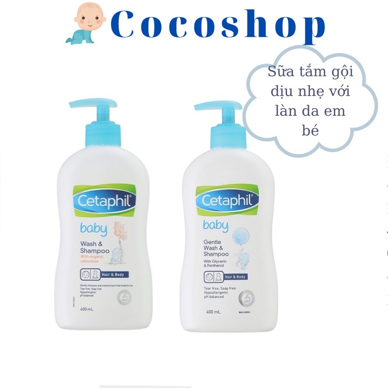 Sữa tắm gội Cetaphil babby wash & shampo 400ml