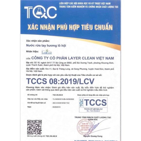 Nước rửa tay hữu cơ lô hội trà xanh Layer Clean 5L