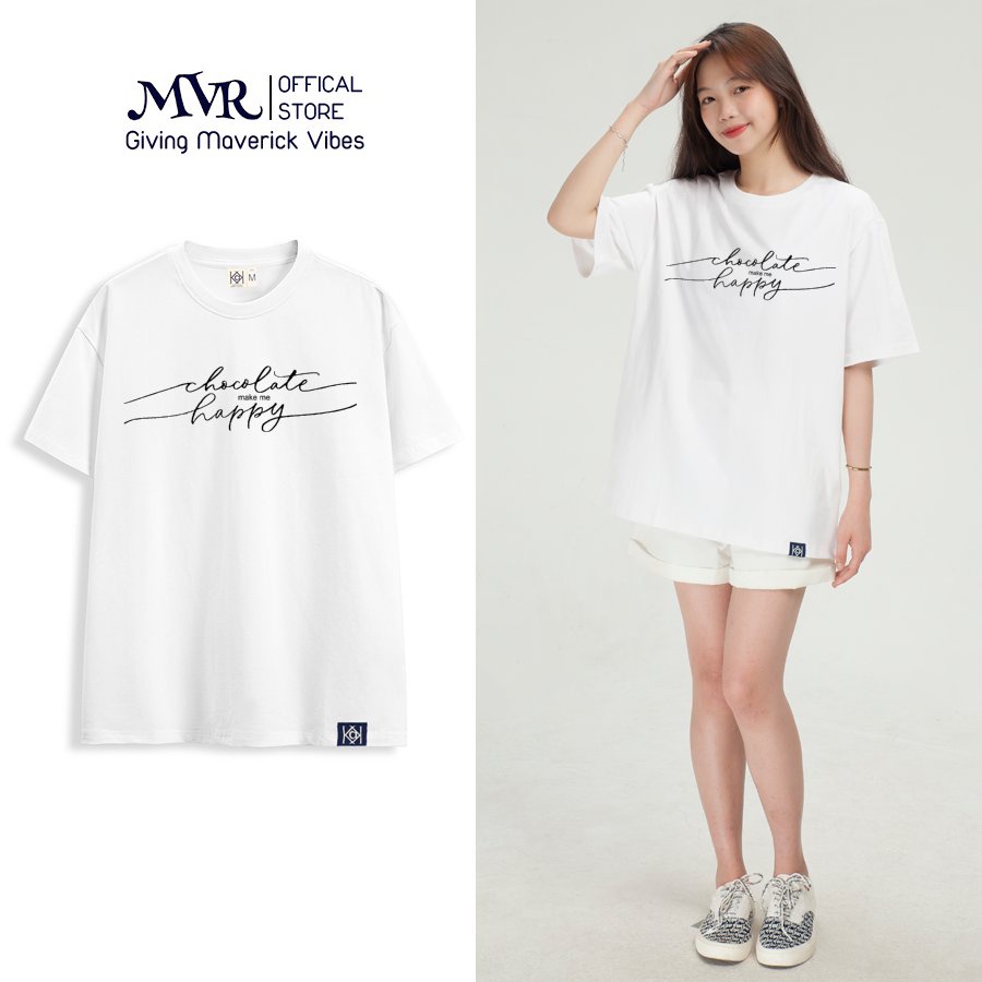 Áo thun Basic nữ nam Chocolate Makes Me Happy phông style Hàn Quốc ulzzang local brand MVR BB3793