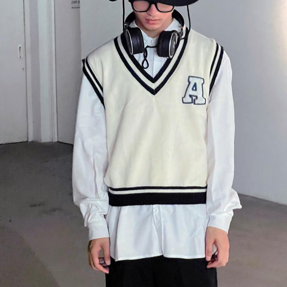 Áo Gile Len Sweater không tay cổ tim Chữ A Basic Nam nữ Hàng Thiết kế - HOT