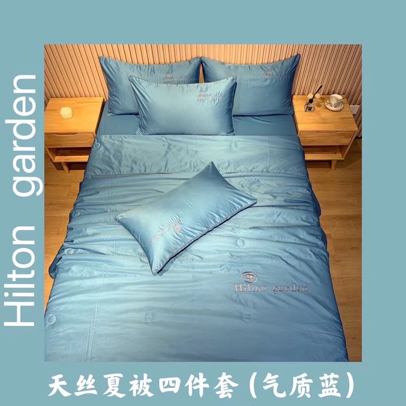 SALE SÉT CHĂN GA GỐI 4 MÓN HILTON CHĂN TRẦN HÈ-lụa 4 món chăn hè đủ size